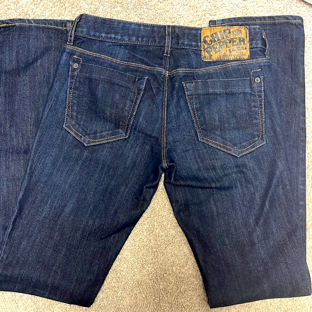 Chip & Pepper Womens Jeans, Dark Wash Stretch Straight Leg Jeans, Sz 26
